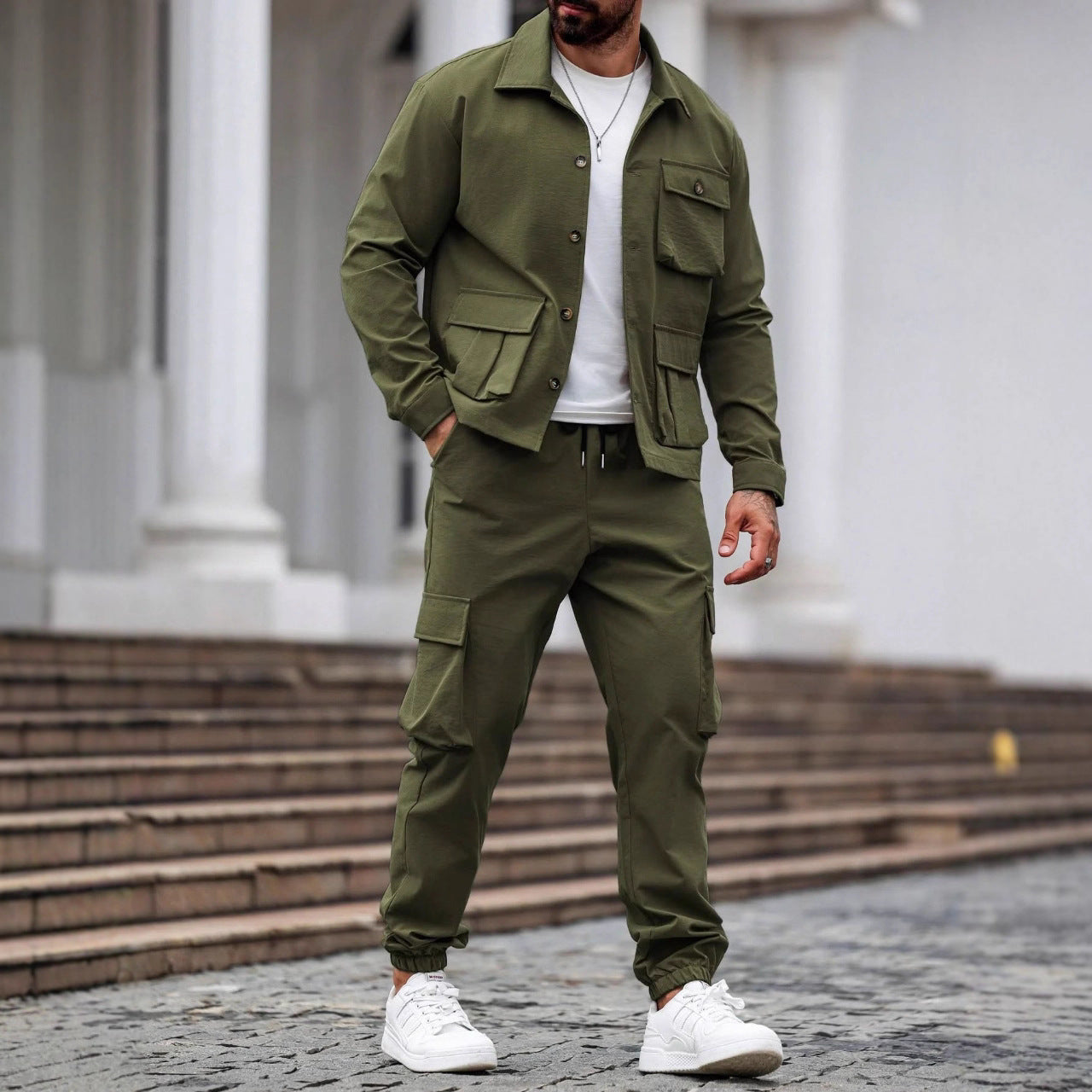 Herren Jacke Set Cargo Hose Modern Streetwear - BerlinGlamour