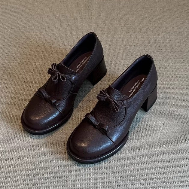 Damen Schnürschuhe Elegante Schleifen Komfort Blockabsatz - BerlinGlamour