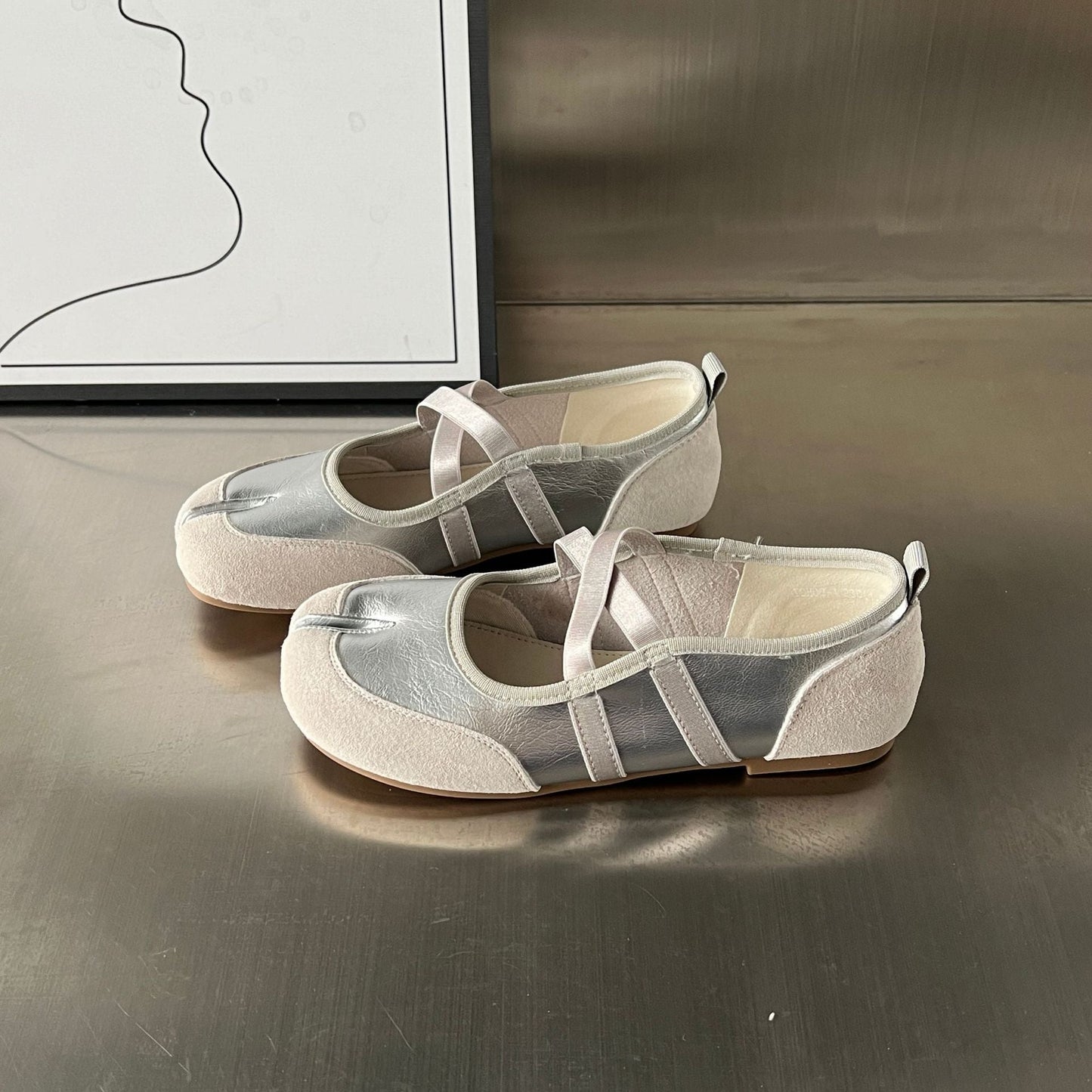 Damen Ballerinas Bequem Leder Komfort Schuhe