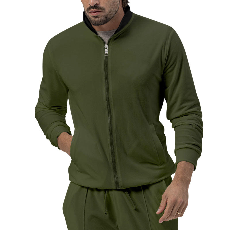 Herren Trainingsjacke Sportlich Stehkragen Reißverschluss