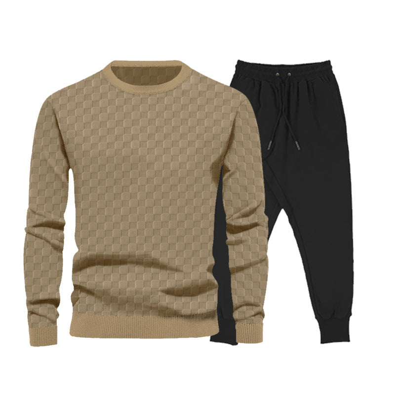 Herren Sport-Set mit kariertem Design und elastischem Bund.