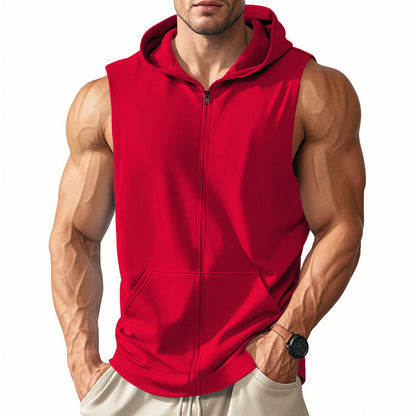 Herren Fitness-Hoodie Ärmellos Reißverschluss Sportlich Modern