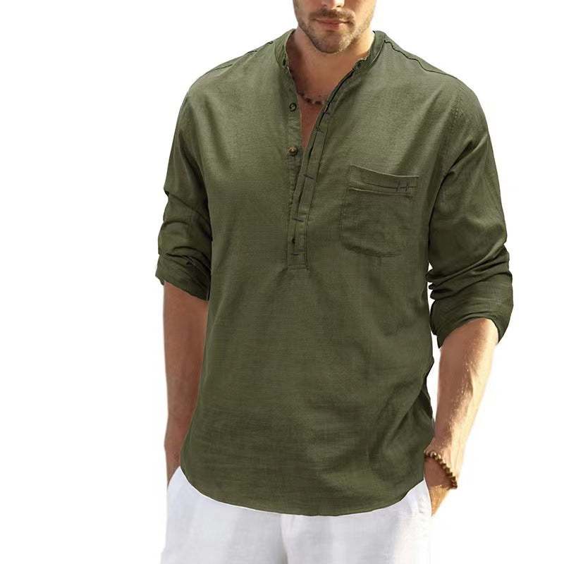 Herren Langarmshirt Leicht Knopfleiste Modern Slimfit - BerlinGlamour