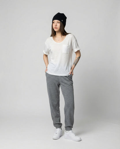 Damen T-Shirt V-Ausschnitt Kurzarm Slim Fit Casual