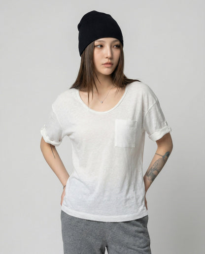 Damen T-Shirt V-Ausschnitt Kurzarm Slim Fit Casual - BerlinGlamour