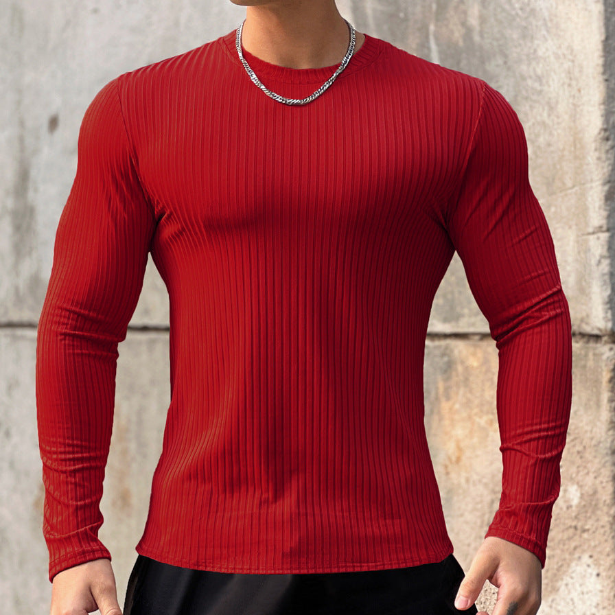Herren Langarmshirt Sportlich Strukturiert Modern