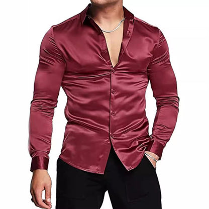 Herren Slim-Fit Hemd Glänzend Modern Berlin Style