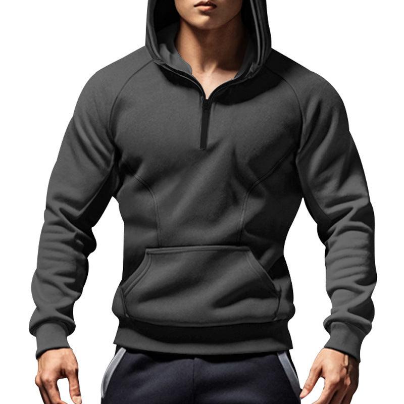 Herren Kapuzensweatshirt Sportlich Kurzarm mit Kängurutasche