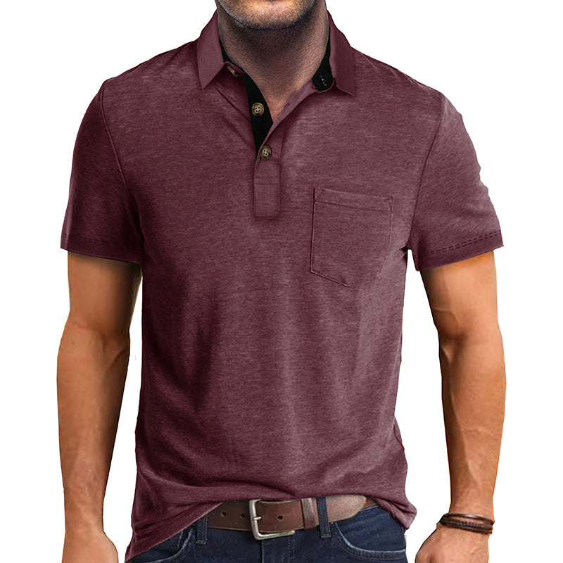 Herren Polo-Shirt Modern Kragen Brusttasche Slim Fit
