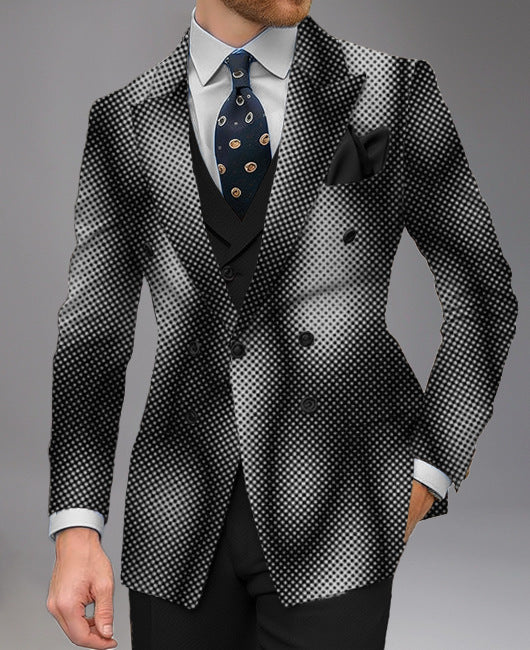 Herren Blazer Doppelt gefüttert Business Elegant Punktmuster