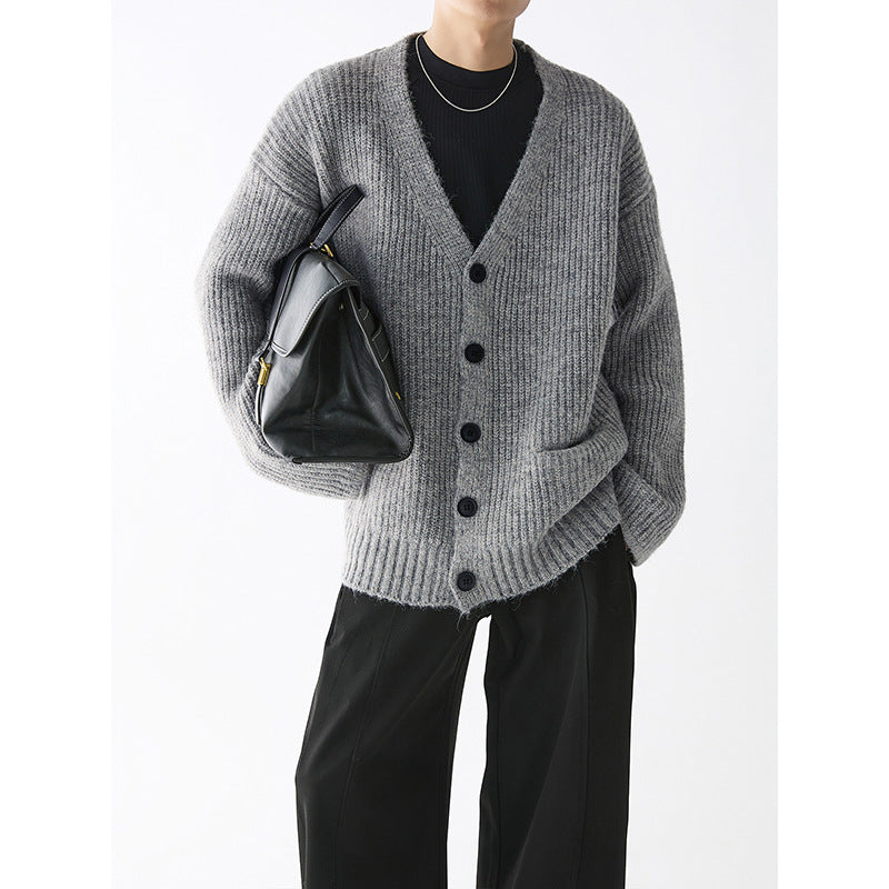 Herren Strickjacke Grobstrick Mit Taschen Modern