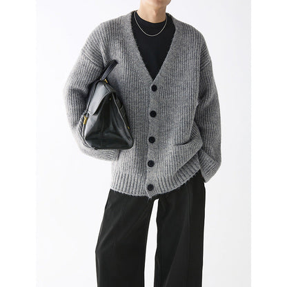 Herren Strickjacke Grobstrick Mit Taschen Modern