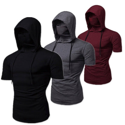 Herren Sport T-Shirt mit Mundschutz Bequem atmungsaktiv