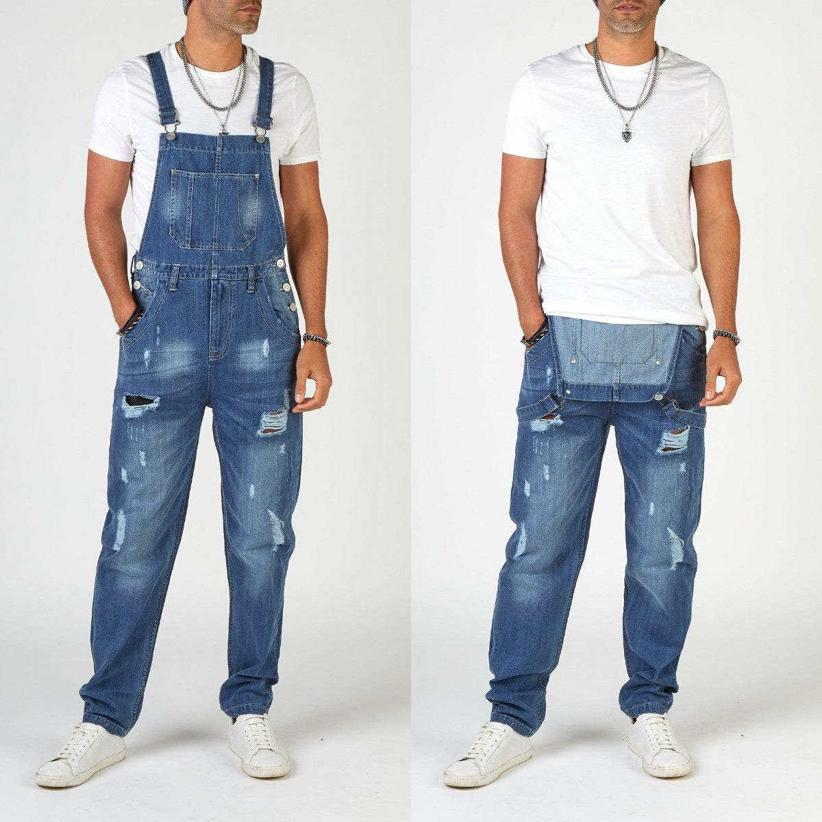 Herren Jeans Riss Hose Used Look Denim