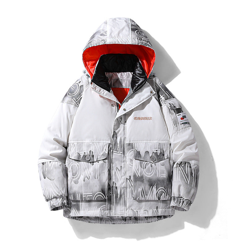 Herren Winterjacke Steppjacke Verstellbares Kapuzen-Design Praktische Taschen