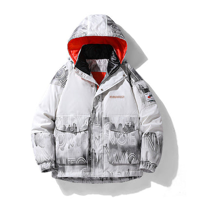 Herren Winterjacke Steppjacke Verstellbares Kapuzen-Design Praktische Taschen