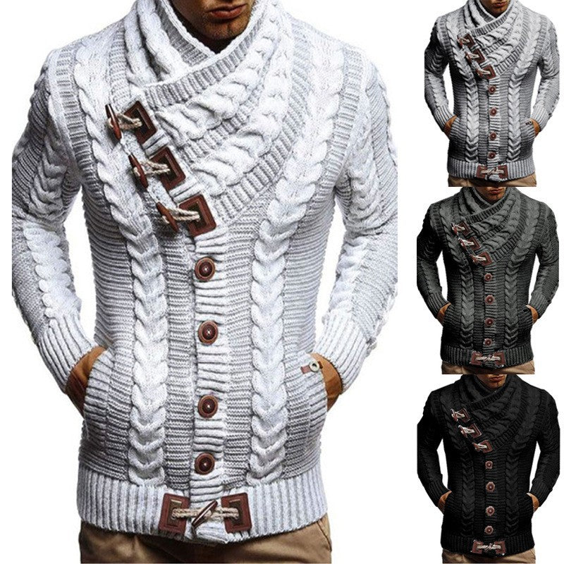 Herren Strickjacke Kapuze Zopfmuster Warm - BerlinGlamour
