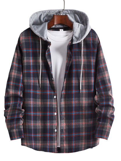 Herren Flanellshirt Kapuze Abnehmbar Warm