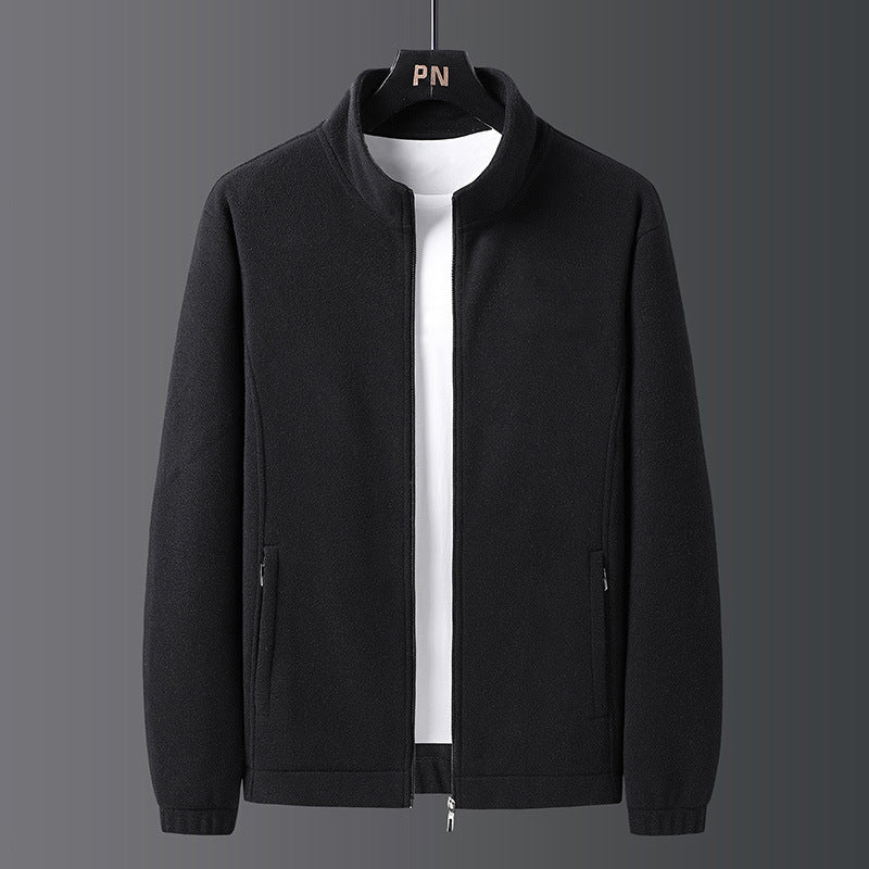 Herren Fleecejacke Modern mit Stehkragen und Taschen