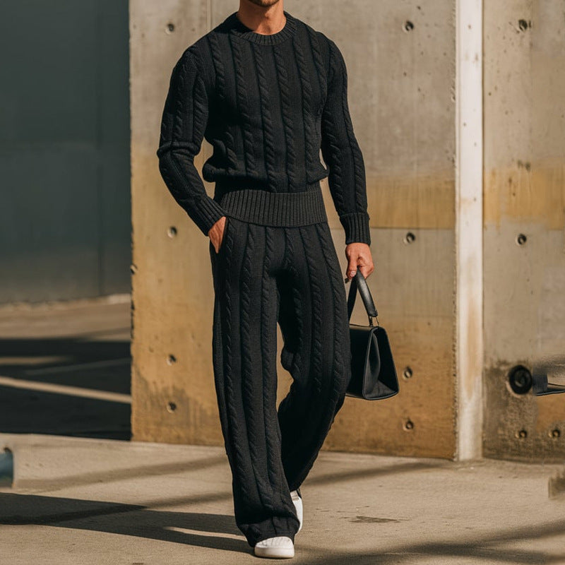 Herren Strickanzug Elastisch Kabelmuster Modern - BerlinGlamour