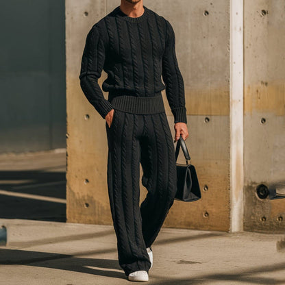 Herren Strickanzug Elastisch Kabelmuster Modern - BerlinGlamour