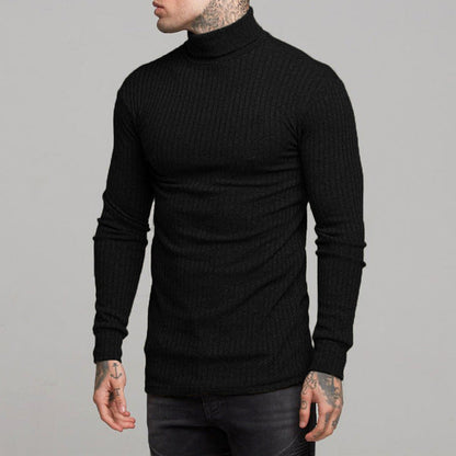 Herren Langarmshirt Rollkragen Modern Elegant