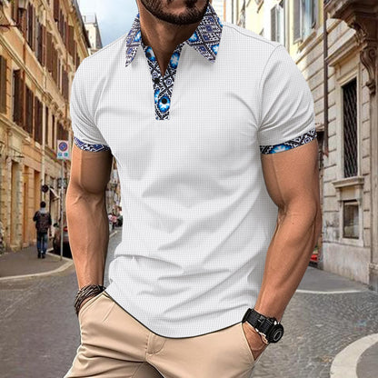 Herren Polohemd Modern Kontrastkragen Eleganz
