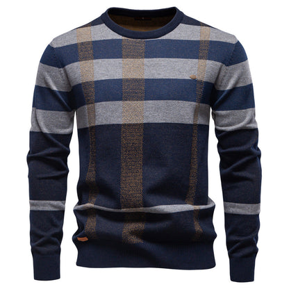 Herren Pullover Langarm Karo Muster Weich