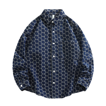 Herren Cordhemd Männlich Elegant Mit Muster