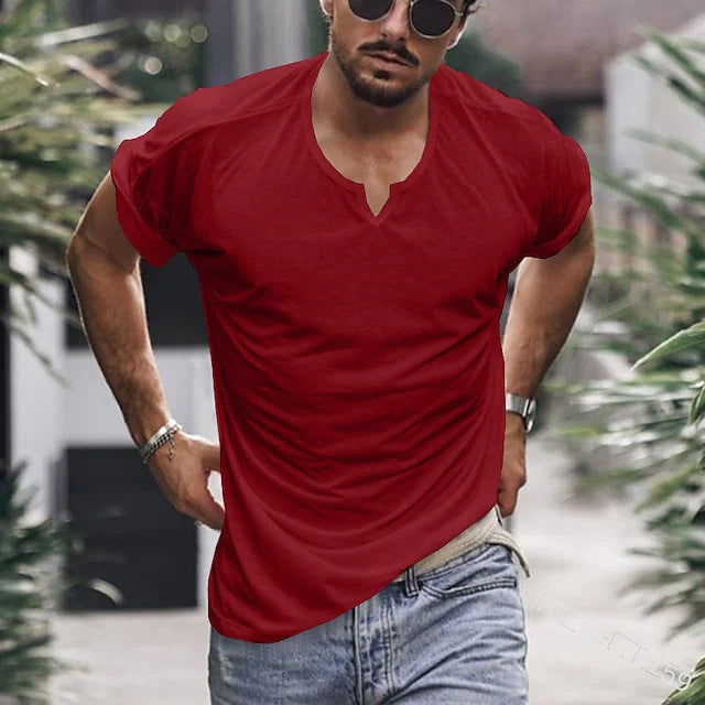Herren T-Shirt V-Ausschnitt Atmungsaktiv Baumwolle Berlin Style