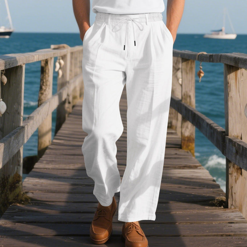 Herren Sommerhose Leicht Baumwolle Bequem Mit Kordelzug