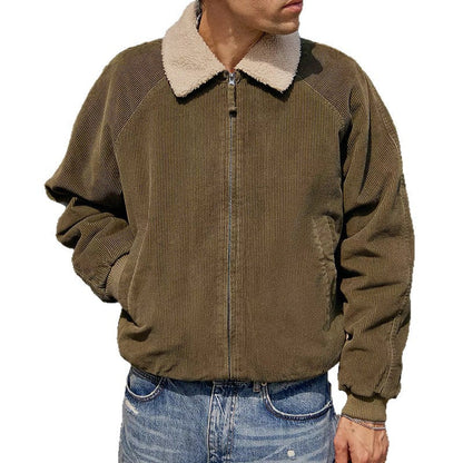 Herren Cordjacke Mit Abnehmbarem Kragen Modern