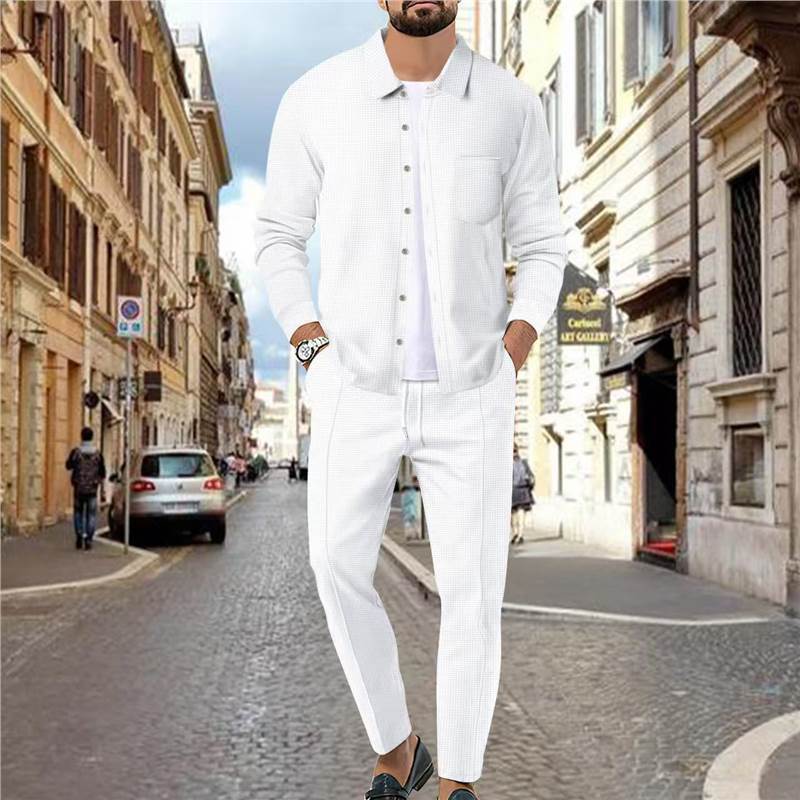 Herren Freizeitanzug Mit Struktur Oberteil Elastischer Bund Modern