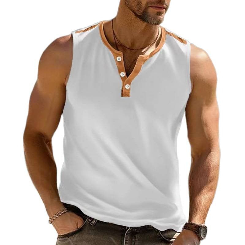Herren Poloshirt Ärmellos Modern mit Knopfverschluss