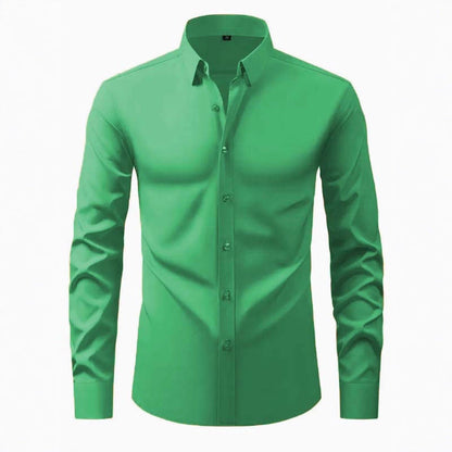 Herren Hemd Langarm Modernes Design Schwarzes Slimfit