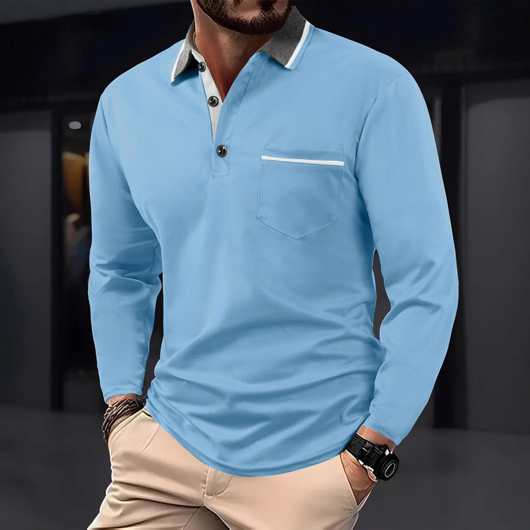 Herren Polohemd Modern Kragen Kontrastfarben Slimfit