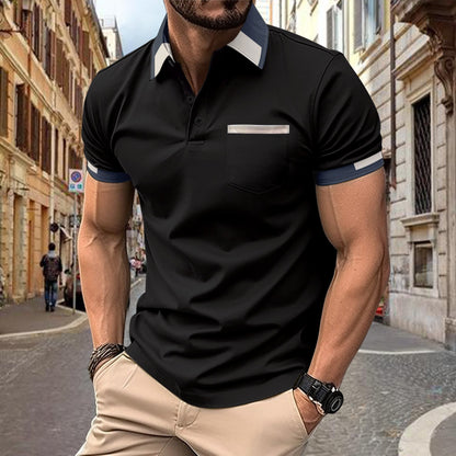 Herren Polohemd Modern Klassisch mit Brusttasche