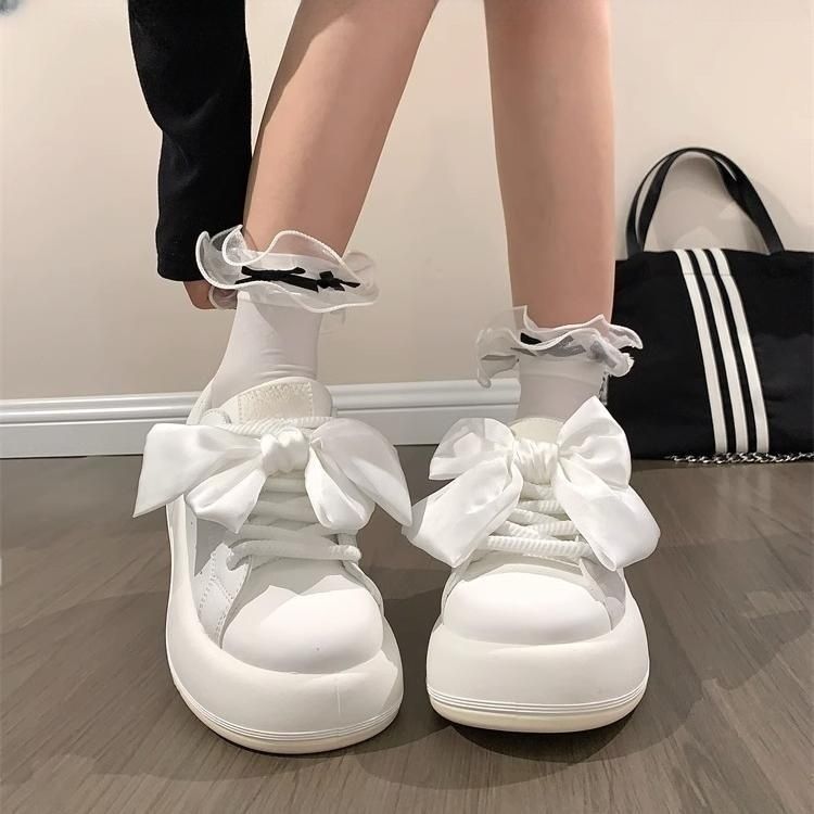 Damen Sneaker atmungsaktiv mit Schleifen Optik Frauen Sportschuhe