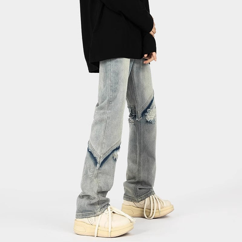 Herren Ripped Jeans Lässig Asymmetrisch Design - BerlinGlamour