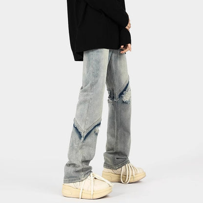 Herren Ripped Jeans Lässig Asymmetrisch Design - BerlinGlamour