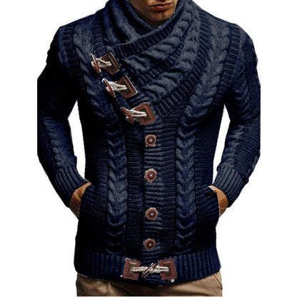 Herren Strickjacke Kapuze Zopfmuster Warm
