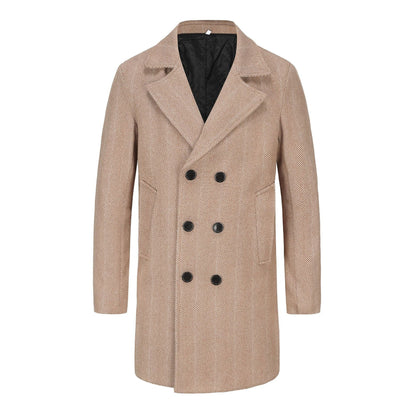Herren Wollmantel Eleganter Doppelrevers Mantel Berlin Stil