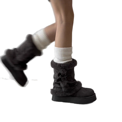 Damen Winterstiefel Kuschelig mit Fellverzierung Warm