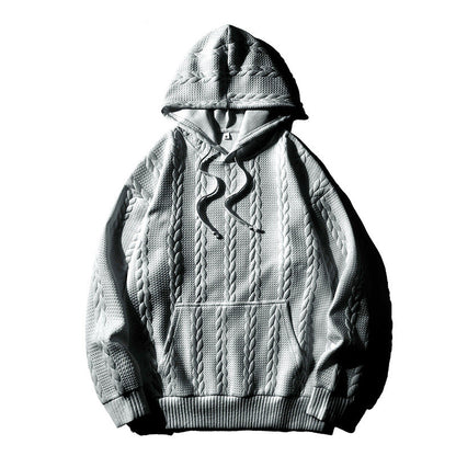 Herren Kapuzenpullover Struktur Muster Grau Modern