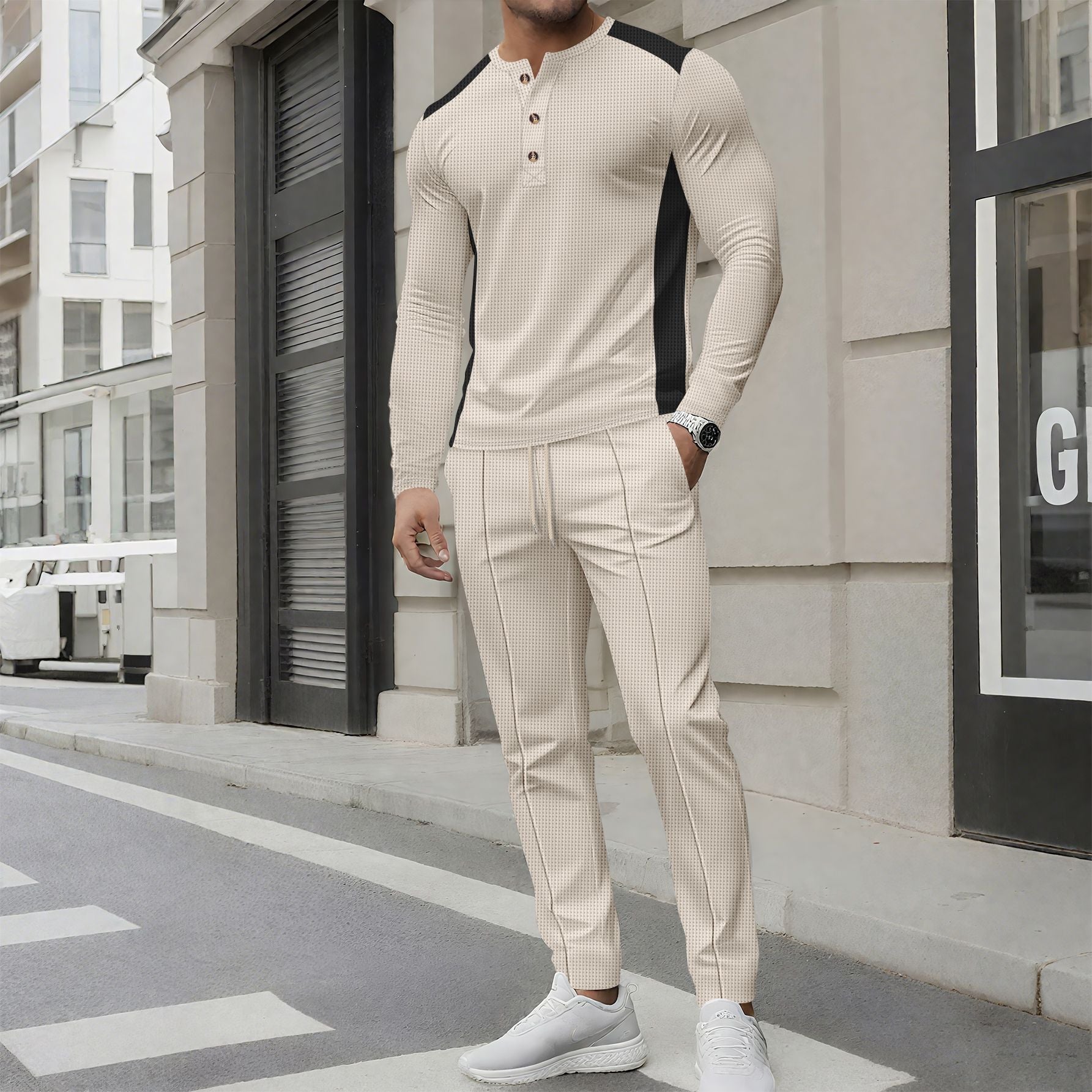Herren Langarmanzug Modern Slim Fit mit Taschen - BerlinGlamour