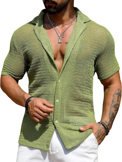 Herren Netzhemd Lässig Elegant Berlin Style