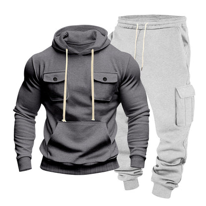 Herren Kapuzenpullover Set mit Cargo-Hose Streetwear Style
