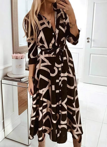 BerlinGlamour Langarm-Wickelkleid mit polierten Knöpfen vorne