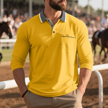 Herren Polo-Shirt Langarm Atmungsaktiv Modern