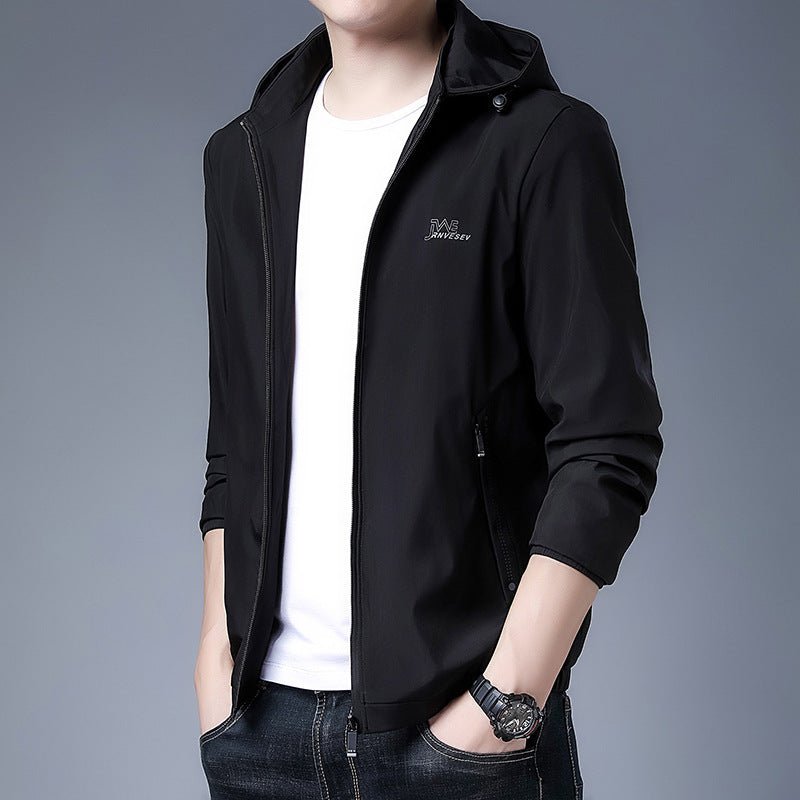 Herren Funktionsjacke Leicht Kapuze Atmungsaktiv Waterproof - BerlinGlamour
